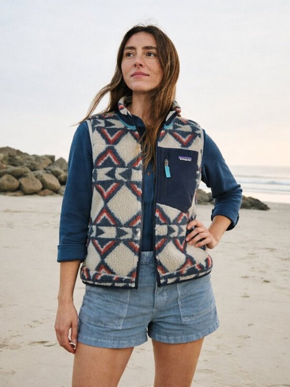 Patagonia Classic Retro-X Fleece Vest Size‎ Small Brass Hawk Smolder Blue Sherpa
